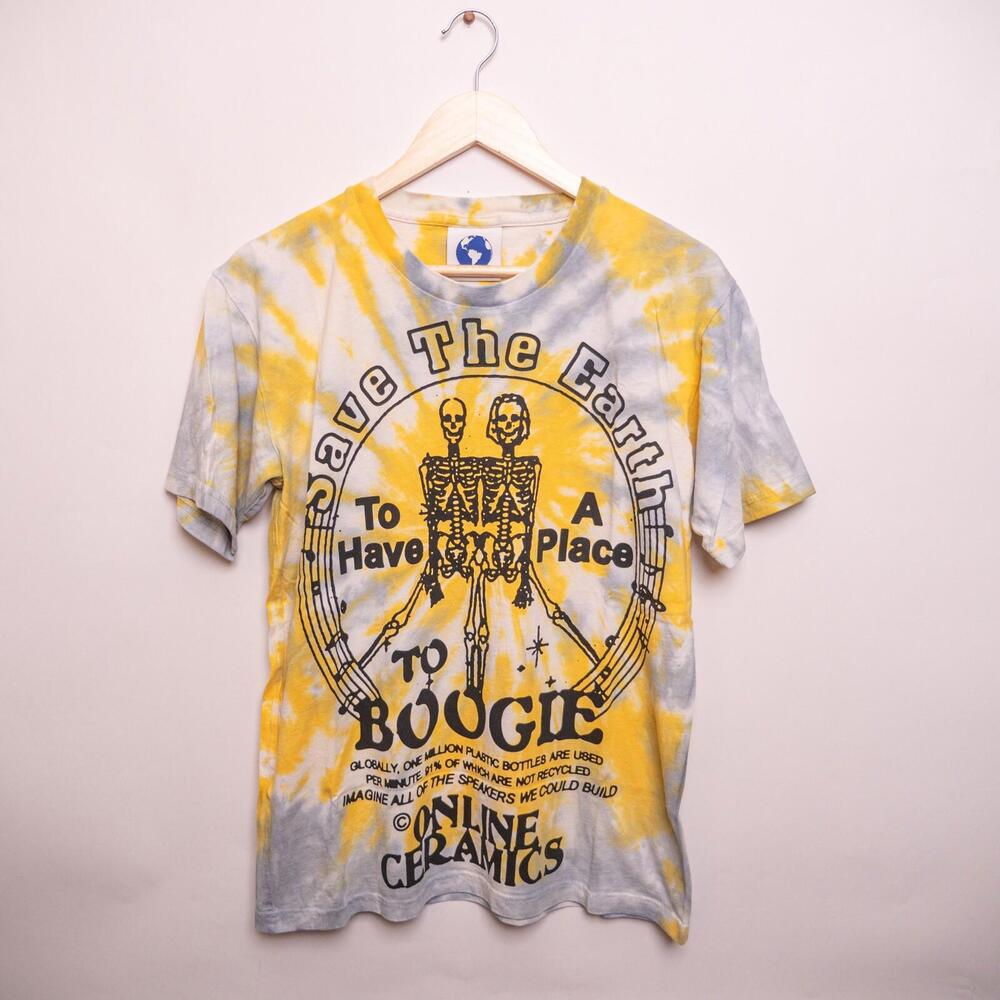 Rare Online Ceramics Save The Earth Yellow Grey Tie Dye Sz S